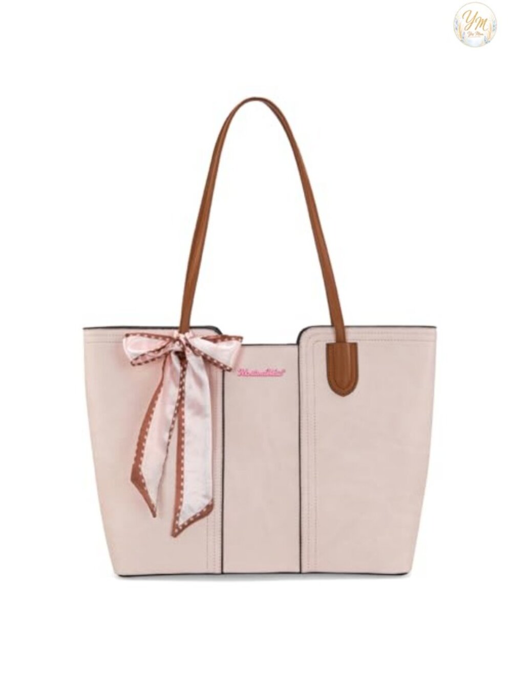 Montana West Vegan Leather Tote Bag with Scarf Top Handle Satchel